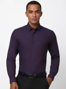 Peter England Men Spread Collar Solid Cotton Slim Fit Formal Shirt