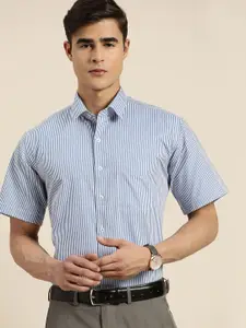 Hancock Men New Spread Collar Vertical Striped Cotton Slim Fit Formal Shirt