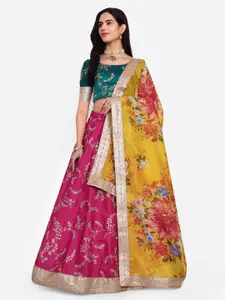 FABPIXEL Zari Embroidered Semi-Stitched Lehenga & Unstitched Blouse With Dupatta