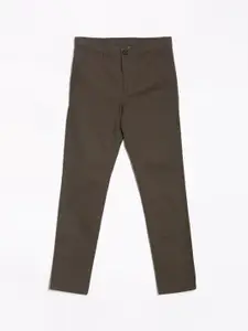 Allen Solly Junior Boys Textured Slim Fit Mid-Rise Flat-Front Trousers