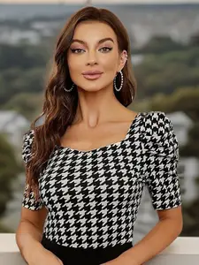 Dream Beauty Fashion Women Geometric Printed Sweetheart Neck Top