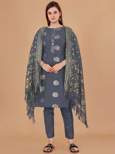 JULEE Floral Embroidered Unstitched Khadi Cotton Dress Material