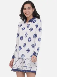 KALINI Women Classic Abstract Printed Semiformal Shirt