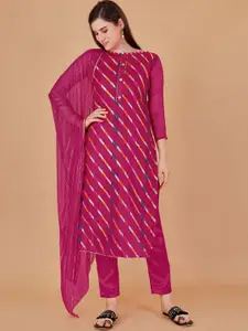 JULEE Striped Embroidered Gotta Patti Unstitched Dress Material