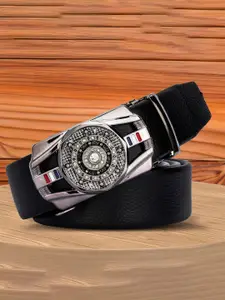 WINSOME DEAL Men Textured Slider Buckle Formal Belt