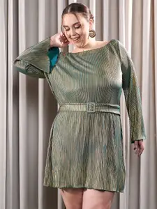 CURVE BY KASSUALLY Plus Size Striped A-Line Mini Dress