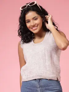 Velvery Women Sweater Vest with Applique Detail