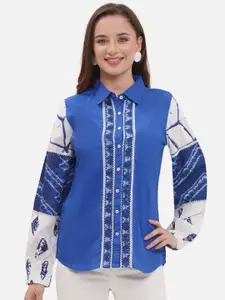 KALINI Women Custom Spread Collar Abstract Printed Semiformal Shirt