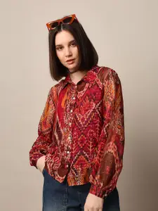 ONLY Women Spread Collar Abstract Printed Casual Shirt