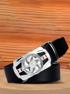 WINSOME DEAL Men Textured Slider Buckle Formal Belt