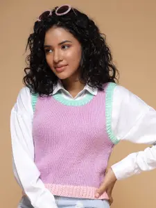 Velvery Women Sweater Vest with Applique Detail