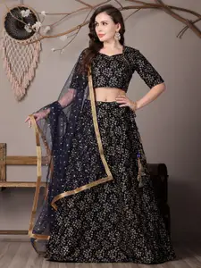 Ethnovog Embroidered Semi-Stitched Lehenga & Blouse With Dupatta