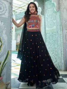 Ethnic Yard Ethnic Motif Embroidered Sequinned Semi-Stitched Lehenga & Blouse With Dupatta