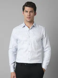 Louis Philippe Men Classic Spread Collar Micro Checked Cotton Formal Shirt