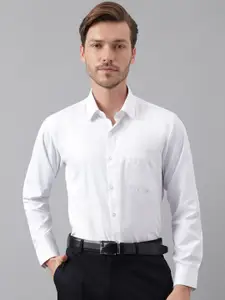 English Navy Men Relaxed Solid Wrinkle Free Slim Fit Opaque Formal Shirt