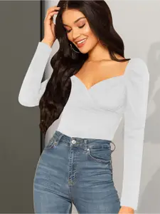 Dream Beauty Fashion Women Solid Sweetheart Neck Top