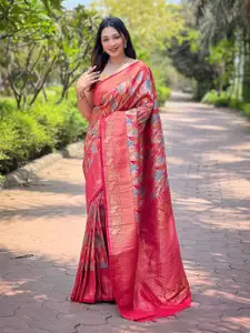 DEVATITHI Floral Zari Silk Blend Saree
