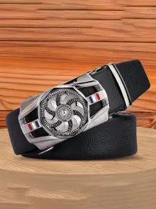 WINSOME DEAL Men Textured Slider Buckle Formal Belt