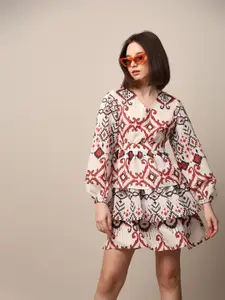 ONLY Puff Sleeve Layered Fit & Flare Dress