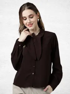 FITHUB Women Spread Collar Solid Cotton Formal Shirt