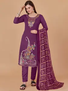 JULEE Ethnic Motifs Embroidered Unstitched Dress Material
