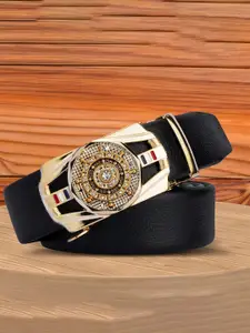 WINSOME DEAL Men Textured Slider Buckle Casual Belt