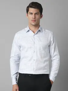 Louis Philippe Men Classic Spread Collar Grid Tattersall Checked Cotton Formal Shirt