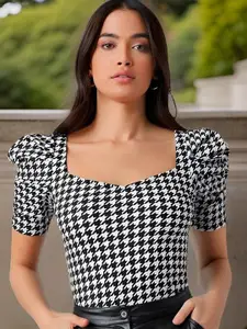 Dream Beauty Fashion Women Geometric Printed Sweetheart Neck Top
