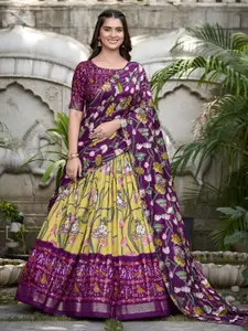 LOOKNBOOK ART Floral Printed Ready To Wear Lehenga & Unstitched Blouse With Dupatta