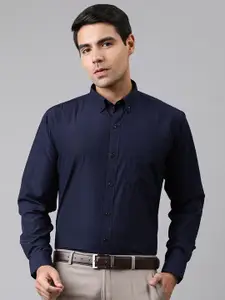 English Navy Men New Solid Wrinkle Free Slim Fit Formal Shirt
