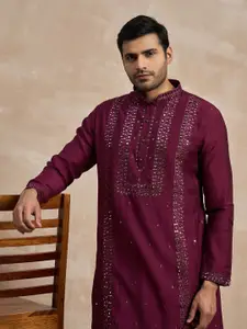 Anouk Ethnic Motifs Embroidered Mandarin Collar Straight kurta