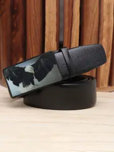 WINSOME DEAL Men Textured Slider Buckle Formal Belt