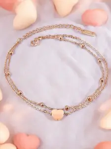 fabula Rose Gold Plated Layered Single Anklet