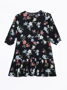 Allen Solly Junior Girls Floral Print Cotton Drop-Waist Dress
