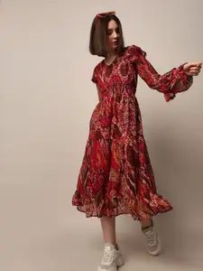 ONLY Floral Printed Fit & Flare Midi Dress