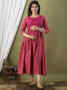 Mialo fashion Printed Maternity Fit and Flare Ethnic Dresses