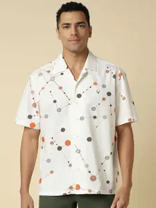 Allen Solly Men Classic Cuban Collar Geometric Printed Cotton Casual Shirt