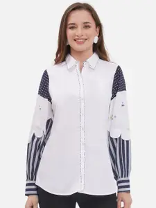 KALINI Women Contemporary Abstract Printed Cotton Relaxed Fit Semiformal Shirt