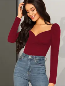 Dream Beauty Fashion Women Solid Sweetheart Neck Top