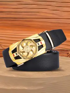 WINSOME DEAL Men Textured Slider Buckle Formal Belt