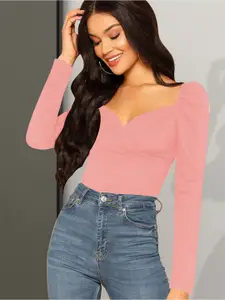 Dream Beauty Fashion Women Solid Sweetheart Neck Top