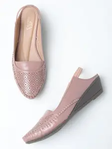 EVERLY Women Wedge Pumps with Laser Cuts