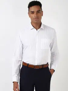 Peter England Men Spread Collar Striped Polycotton Slim Fit Formal Shirt