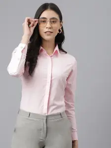 English Navy Women Solid Spread Collar Formal Shirt