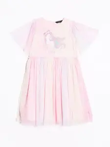 Allen Solly Junior Girls Embellished Flared Sleeve Fit & Flare Dress