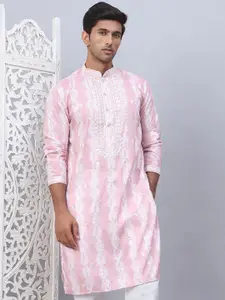 Jompers Ethnic Motifs Sequins Embroidered Mandarin Collar Straight Kurta