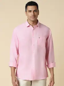 Allen Solly Men Spread Collar Solid Linen Slim Fit Casual Shirt