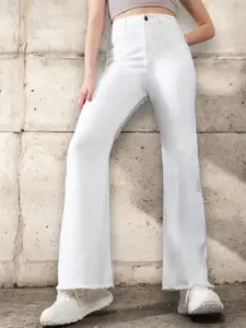 DOLCE CRUDO Women Bootcut High Rise Clean Look Regular-Length Stretchable Denim Jeans