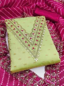 Peachmode Floral Woven Design Zari Unstitched Dress Material