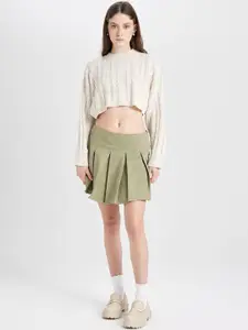 DeFacto Women Pleated A-Line Mini Skirt